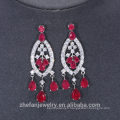 bijoux en argent sterling personnalisé boucle d&#39;oreille blanc zircon grenat pierre boucles d&#39;oreilles